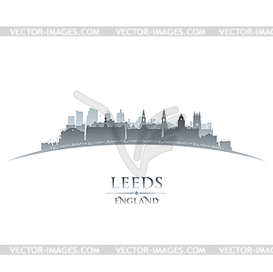 Leeds England city skyline silhouette white - vector image