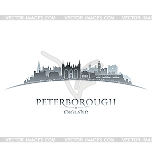 Peterborough England city skyline silhouette white - vector clip art