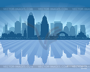 Cincinnati Ohio city skyline silhouette - vector image