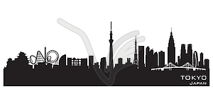 Tokyo Japan city skyline silhouette - vector clip art