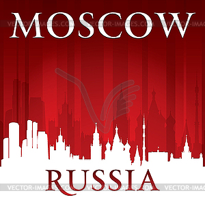 Город Москва Россия горизонт силуэт красный фон - стоковый векторный клипарт