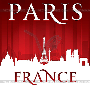 Paris France city skyline silhouette red background - vector clip art