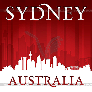 Sydney Australia city skyline silhouette red - vector clipart