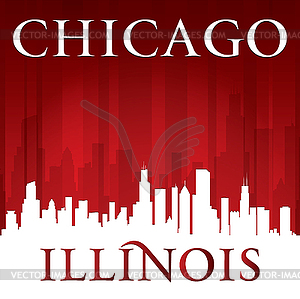 Chicago Illinois city skyline silhouette red - vector image