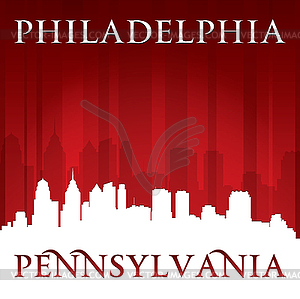 Philadelphia Pennsylvania city skyline silhouette - vector image