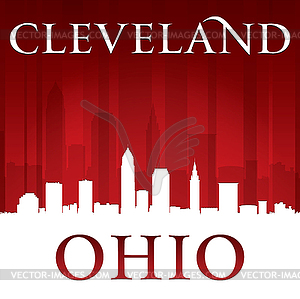 Кливленд Огайо город небоскребов силуэт красный - графика в векторном формате
