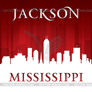 Jackson Mississippi city skyline silhouette red - vector image