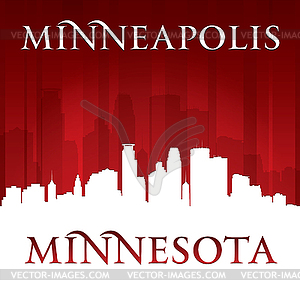 Minneapolis Minnesota city skyline silhouette red - vector image