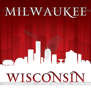 Milwaukee Wisconsin city skyline silhouette red - vector clipart