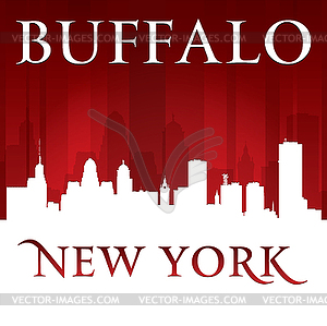 Buffalo New York city skyline silhouette red - vector clip art