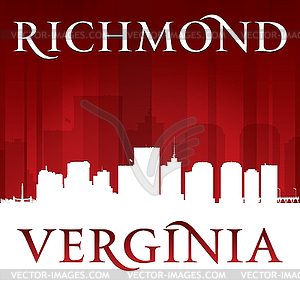 Richmond Virginia city silhouette red background - vector clip art