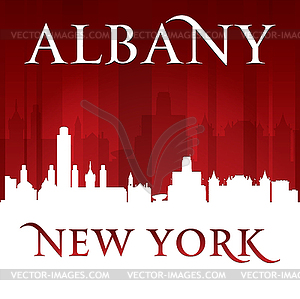 Albany New York city silhouette red background - vector clip art