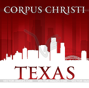 Corpus Christi Texas city silhouette red background - vector image