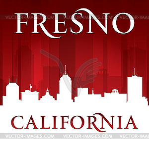 Fresno California city silhouette red background - vector image