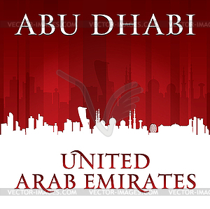 Abu Dhabi UAE city skyline silhouette red background - vector clipart