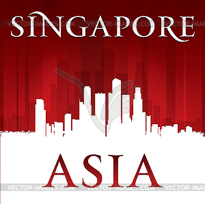 Singapore Asia city skyline silhouette red - vector clipart / vector image