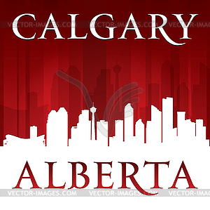 Calgary Alberta Canada city skyline silhouette red - vector image