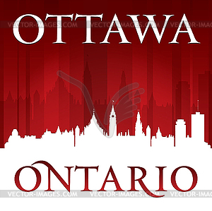 Ottawa Ontario Canada city skyline silhouette red - vector clipart