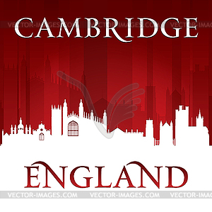 Cambridge England city skyline silhouette red - vector image