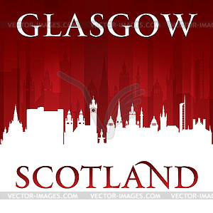 Glasgow Scotland city skyline silhouette red - vector image