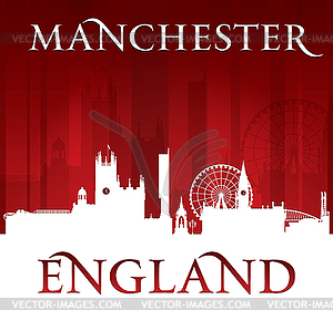 Manchester England city skyline silhouette red - vector clipart