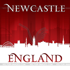 Newcastle England city skyline silhouette red - vector image