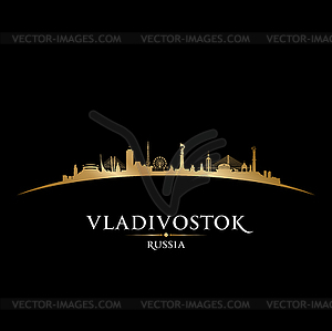 Владивосток Россия город небоскребов силуэт черный - векторное изображение
