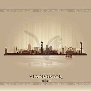 Vladivostok Russia skyline city silhouette - vector clipart