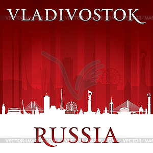 Vladivostok Russia city skyline silhouette red - vector clipart / vector image