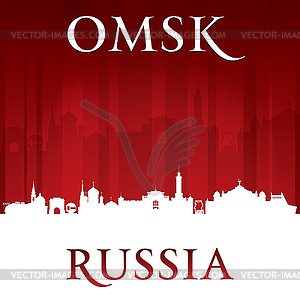 Omsk Russia city skyline silhouette red background - vector clip art