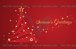 Christmas tree on red background - vector image