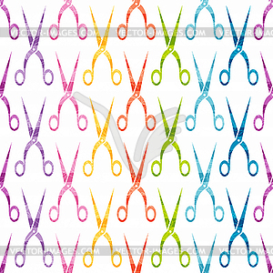 Seamless pattern with colored scissors - vector clipart