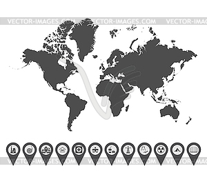 World map icons  - vector clipart