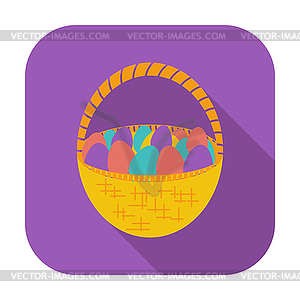 Basket of eggs single icon - vector clipart