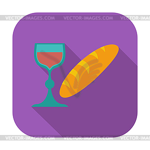 Хлеб и вино одна иконка - изображение в векторном формате