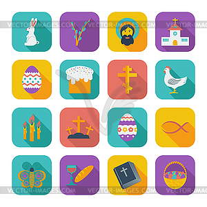 Color flat Easter Icons - vector clip art