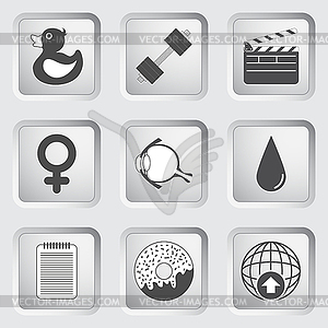 Icons on buttons for Web Design. Set  - vector image