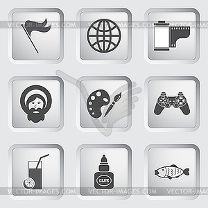 Icons on buttons for Web Design. Set  - vector clipart