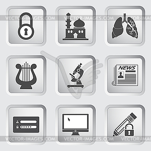 Icons on buttons for Web Design. Set 10 - vector clipart