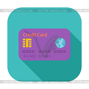 Credit card single flat icon - vector clipart