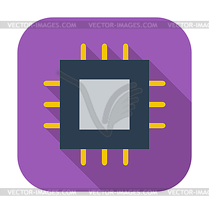 Electronic chip flat icon  - vector image