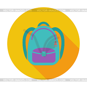Schoolbag flat icon - vector clipart