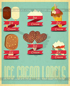 Ice Cream Labels Set - vector image