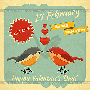 Vintage Valentines Day Card - vector clipart