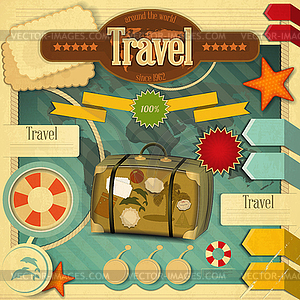 Летние каникулы карты в винтажном стиле - изображение в формате EPS