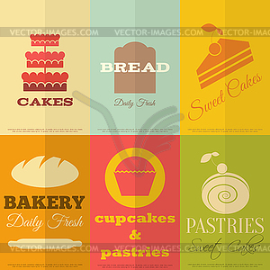 Retro Bakery Labels - vector clip art