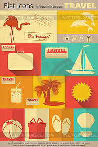 Flat Travel Icons Set - vector image