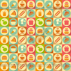 Flat Food Seamless Background - vector clip art