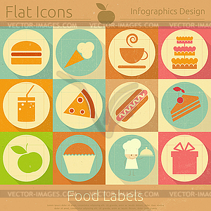 Flat Food Icons Set - stock vector clipart