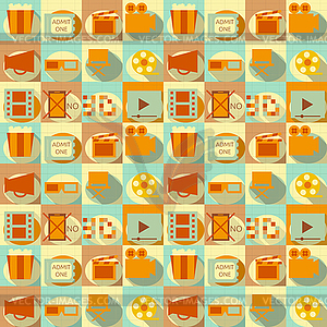 Flat Movie Seamless Background - vector clip art